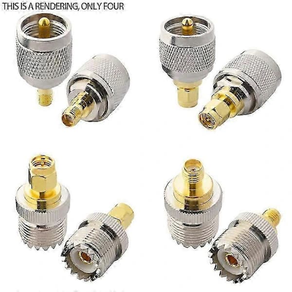 4 STK / SÆT UHF SL16 PL259 SO239 til SMA Han Hun Stik RF-stik Testkonvertere