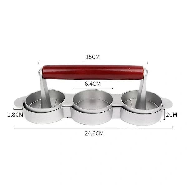 Mini Hamburgerpresse Nonstick 3 Rom Liten Burger Biffpresse Trippel Kjøttburger Maker Form Mac