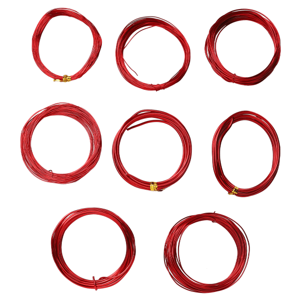 8 ruller 0,6?3 mm gør-det-selv-smykker Perletråd Aluminiumshåndværkstråd til smykkefremstilling rød