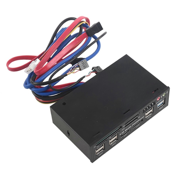 2X Multifunktionel 5.25 Tommer Media Dashboard Kortlæser USB 2.0 USB 3.0 20 Pin E-SATA SATA Frontpanel.pa