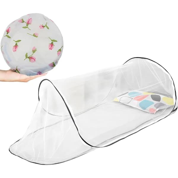 Sammenklappeligt myggenet til enkeltseng, fint net, rejse & camping pop-up net (sort) sort