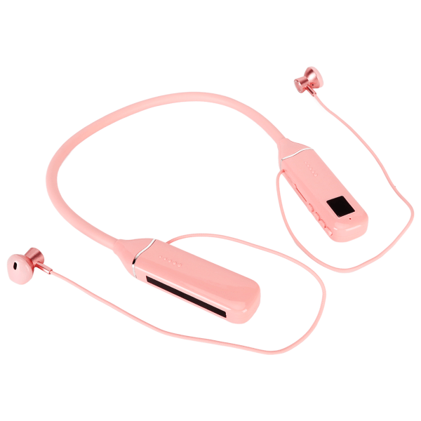 Bluetooth-hovedtelefon med nakkebøjle LED Power Display Hukommelseskort Afspilning Magnetiske øretelefoner Headset med RGB-baggrundsbelysning Pink