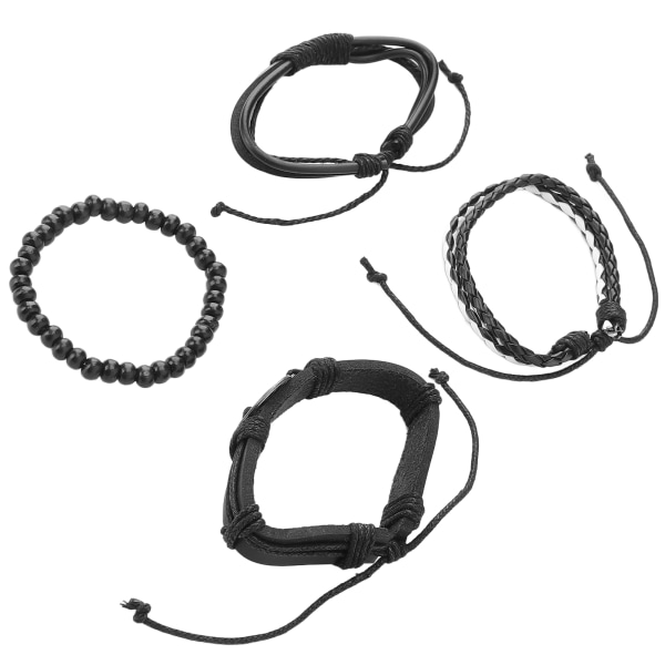 4 stk flettet armbånd menn lengde justerbar retro utsøkt uformelt armbånd smykker bursdagsgave