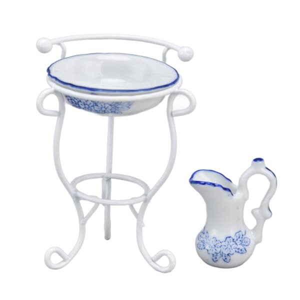 1:12 Scale Washbasin with Jug - Realistic Miniature Bathroom Accessory Compatible with (Brand) 0.1
