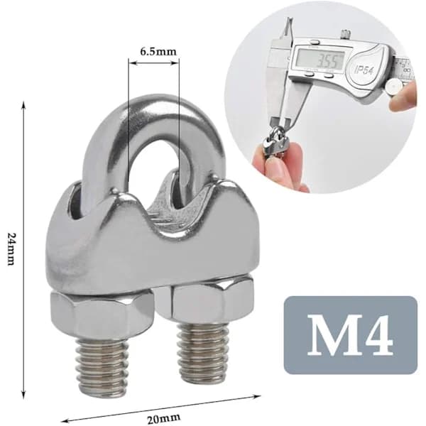 12 stk M4 U-boltklemmer, kabelklemmer