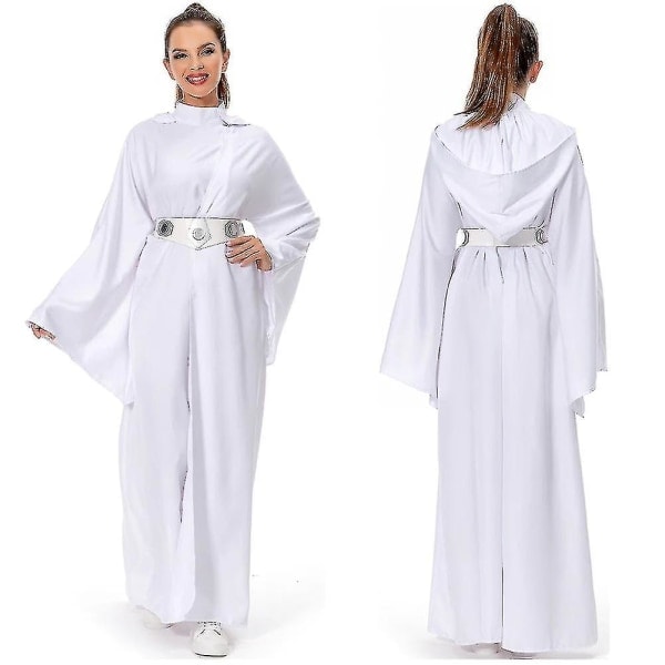 Karneval 2024 Barn & Vuxen Rymdslag Prinsessa Kostym Maskeradfest Kläder Vit Robe Rollspel Leia Cosplay Kostym Adult XXL Adult XXL