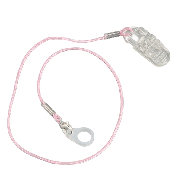 Kuulolaitteen pidike läpinäkyvä klipsi vaaleanpunainen köysi nylon helposti kiinnitettävä kuulokojeen kaulanauha puutarhatöihin, monofoninen