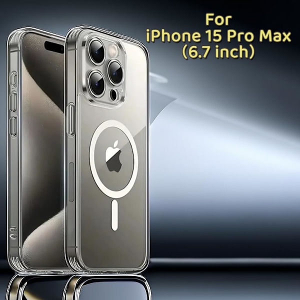 Klart skal för iPhone 15 Pro Max-fodral Magnetiskt med kompatibelt Magsafe trådlös laddning Hård akryl Ultra Slim Fallskydd Baksida Cl Clear For iPhone 15 Pro Max