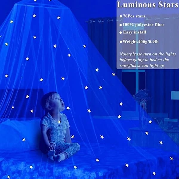 Mosquito Net for Bed with Glowing Stars, Home Dome Mosquito Net