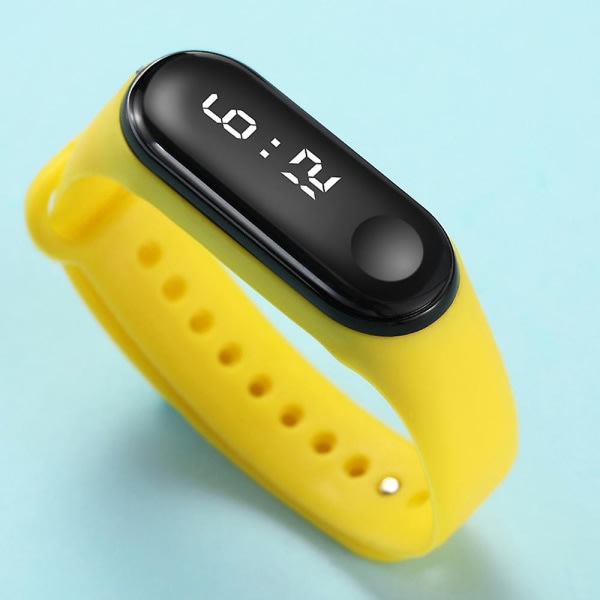 Lasten LED- watch kosketusnäyttö, Silikonband, Lysande-näyttö, Sports Simning Vattentäta klockor Present för pojkar Tjej Yellow