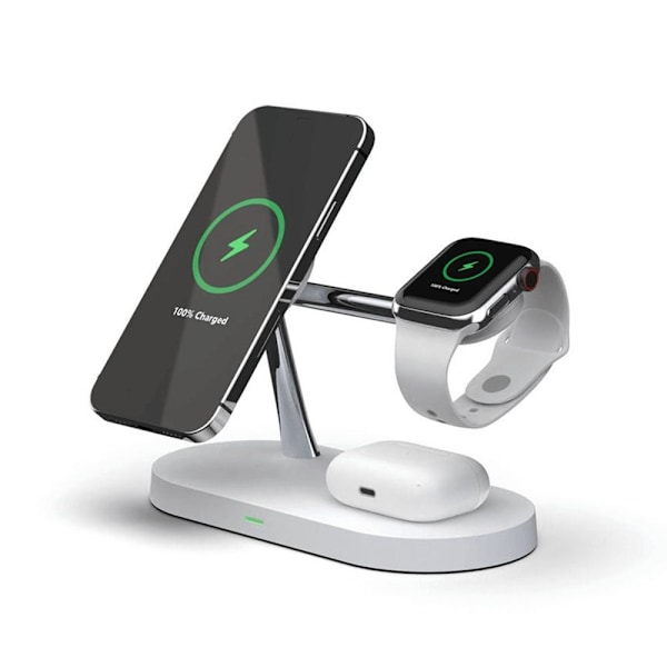 3-i-1 MagSafe Trådlös Laddare iPhone / Apple Watch / AirPods - Vit White Vit