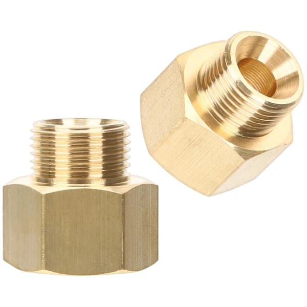 2-pak propanadapter messing G3/8 hun til 9/16 han konverter til RV propan tankforbindelse guld 2x2cm