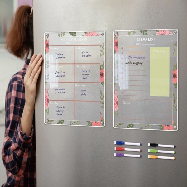 Akryl Magnetisk Ugentlig Planlægger Kalender til Køleskab Dry Erase Board null - TYU053 Large