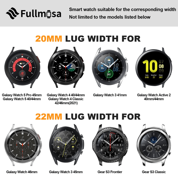 Paris_20mm metalliranneke yhteensopiva Samsung Galaxy Watch 4/Watch 5/Galaxy Watch 5 Pro Galaxy Watch 4, Active 2 Watch, ruostumattomasta teräksestä valmistettu ranneke