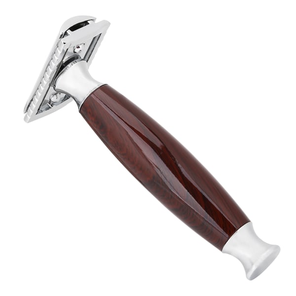 Mænd Classic Style Double Edge Razor Hårfjerning Barbering Skæg Sikker Træ