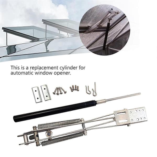 Automatisk Drivhusvinduesåbner Kit, Dobbeltfjeder Varmesensor Aluminiumlegering Ventilationsåbner til Havedrivhus, Sort Sølv