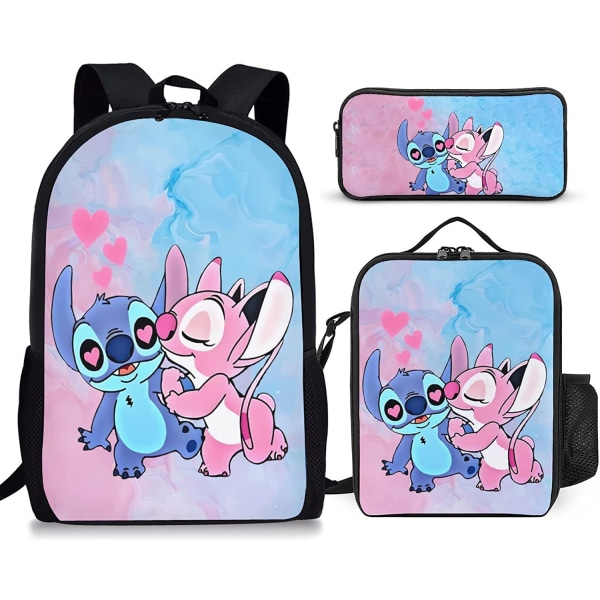 Uusi anime-piirretty Stitch Stitch kolmiosainen koululaukku ala- ja yläasteen oppilaille reppu reppu