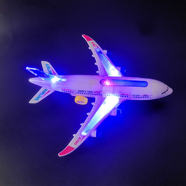 Airbus Lelu Lentokone Vilkkuvilla Valoilla ja Realistisilla Suihkumoottoriäänillä Bump & Go