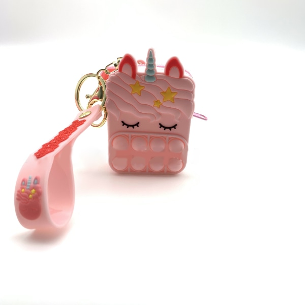 Fasjonabel poppung Fidget Sensorisk leketøy Silikon tegneserie boblemyntpung for jenterRosa