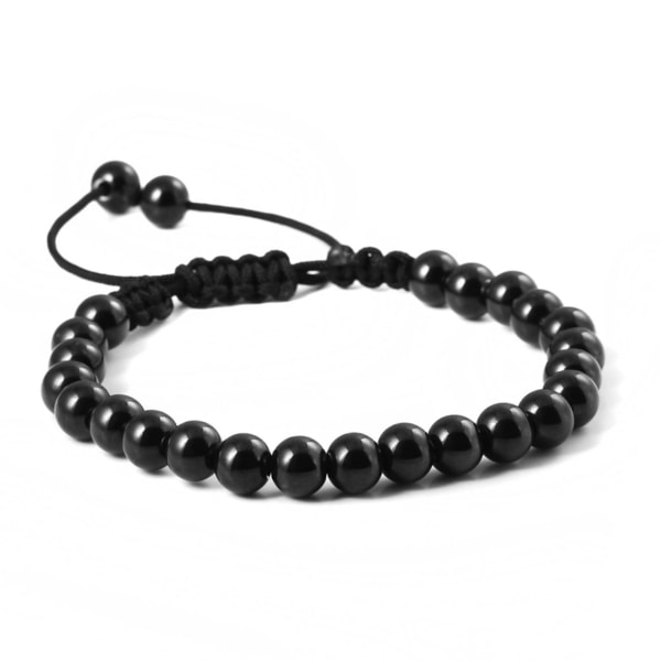 Rustfrit stål sort perlearmbånd Stilfuldt klassisk justerbart perler flettet armbånd til kvinder mænd