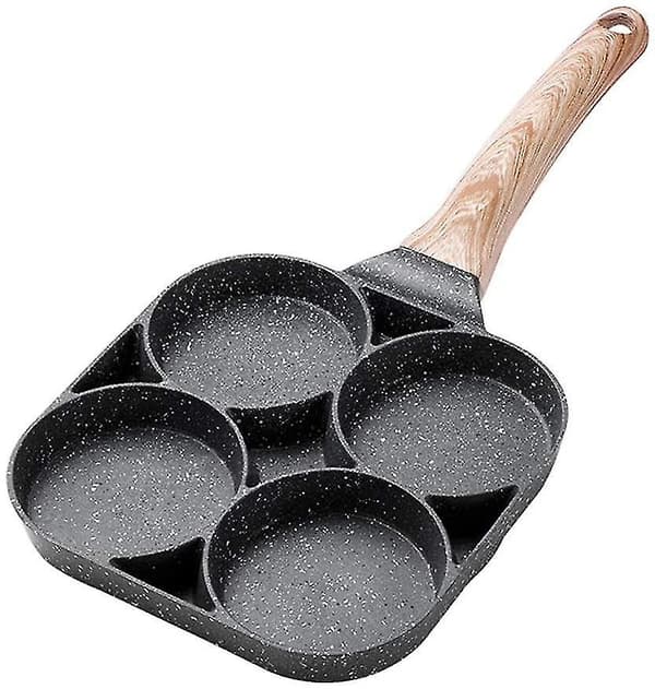 Multi-egg stekepanne med 4 runde hull i aluminium