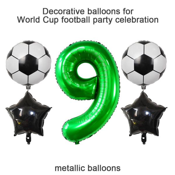 Jätte, ballongnummer, ballonger för födelsedagar, fotbollsdekorationer numero 9
