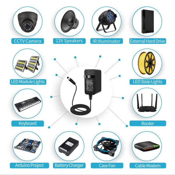 18v 1a 2a 2.5a 3a AC/DC-adapterströmbrytare for LED-striper - STØRRELSE: 2.5A