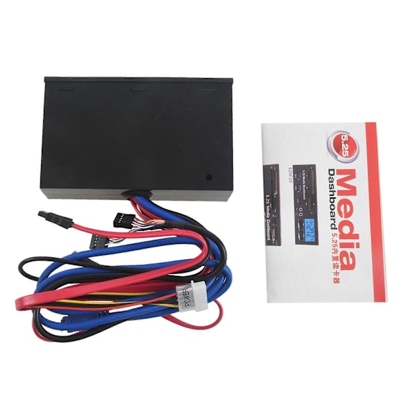 2X Multifunktionel 5.25 Tommer Media Dashboard Kortlæser USB 2.0 USB 3.0 20 Pin E-SATA SATA Frontpanel.pa