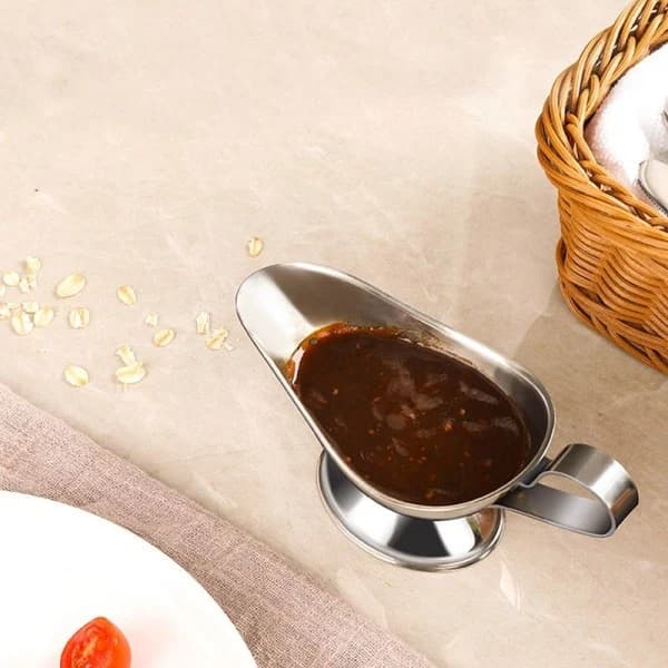 2 stk. sovsebåde, sovseskænk i rustfrit stål, dressing server (lille)