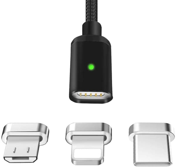 USB C-laddningskabel [3-pack 1,5 m] - Magnetisk typ C-datakabel, 2,1 A snabbladdningskabel