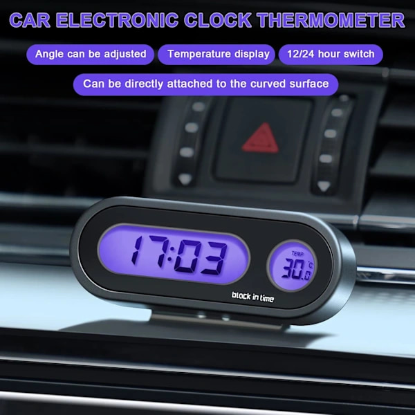Pack Car Digital Clock, 2 in 1 Digital Clock with Thermometer for Car Dashboard