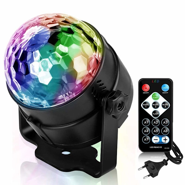 USB LED Discokule for barn, 7 farger musikkontrollert jul