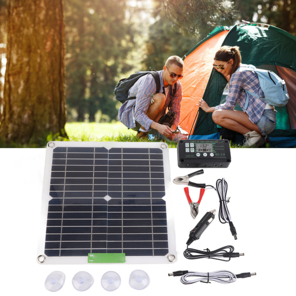 200W 12V bärbar solpanelsats Monokristallin solpanel med kontroll för cykling Bergsbestigning Vandring Camping 10A