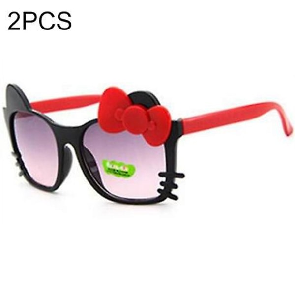 (2-pack) Söta Bow Knot UV-skyddande barnsolglasögon (svart ram, röda fötter)