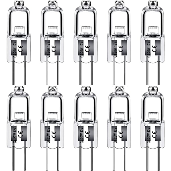 G4 halogenlampor 10W 12V - Varmvit - 10-pack 10W
