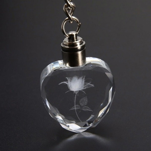 Krystallnøkkelring Innovativ utsøkt lysende fint utformet hjerteformet krystallnøkkelring for kvinner til gaver blått lys