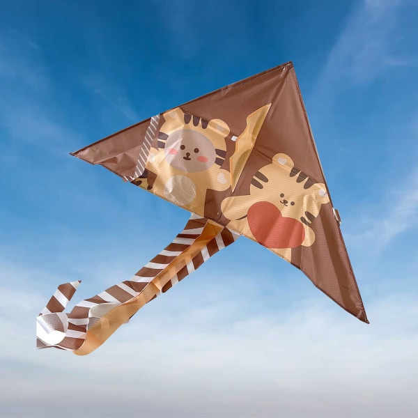 Tegneseriedrage Slitesterk Utsøkt Trekant Fargerik Drake Easy Fly Nybegynnerdrage for barn Voksne Brun