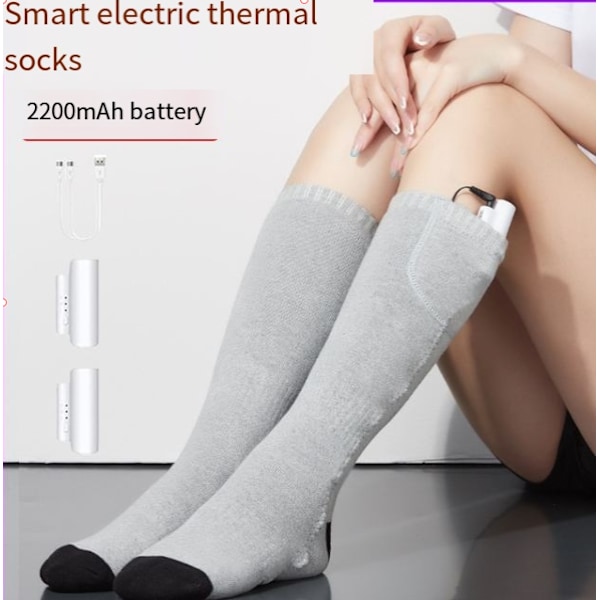 3,7V Lämmitettävät Sukat Jalkalämmittimet Sähkölämmitys Pesuvat Akut Talvihiihtoon Vaellukseen Kalastukseen Ratsastukseen Grey