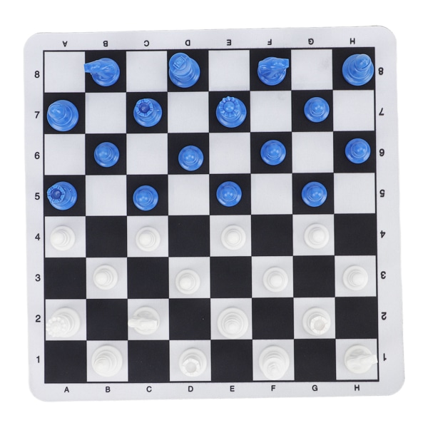 Sjakkmenn med 1,89 tommers kongeplastsjakkbrikker med sjakkbrett for voksne Barn Festrekvisita blå og hvit
