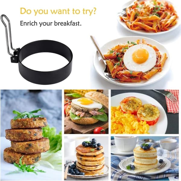 Stekte eggeringer, non-stick eggform for stekepanne, rund