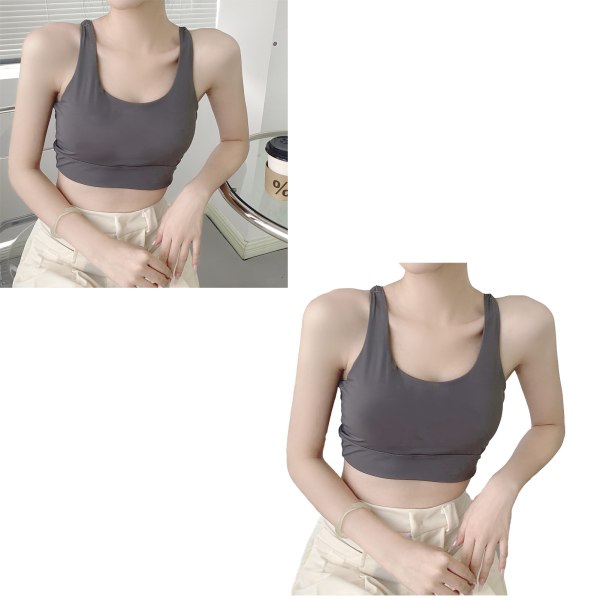 Naisten toppi Slim Fit rinnassa Kiinteä hengittävä kirjainpainatus ristiselkähihna Basic camisole harmaa vapaa koko (40-62.5kg/88.2-137.8lb)
