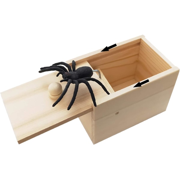 Spindelskräck-Skämtlåda, rolig skrämsellåda i trä, Handgjord Rolig Skämt Leksak, Praktisk Spindelbox Skämt Presentleksak för barn och Vuxna