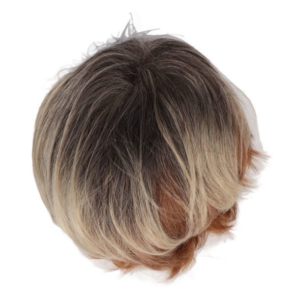 Kort peruk för män Syntetisk lager fluffig värmebeständig multifunktionell mjuk justerbar hårperuk