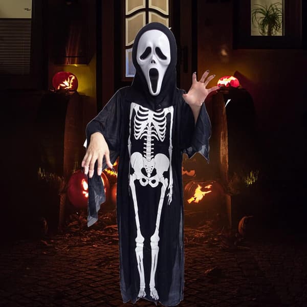 Skjelettkostyme for barn 90 cm myk polyester pull-on design for gutter og jenter Halloween karneval cosplay fest utkledning gave