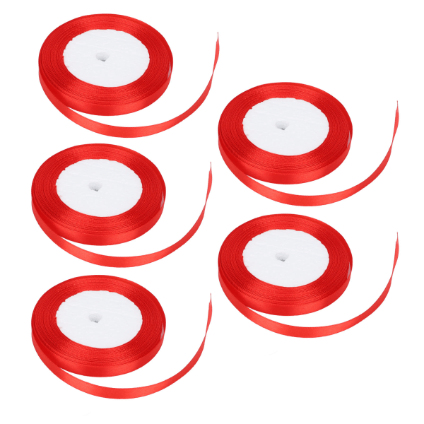 5 kpl lahjanauha, noin 0,4 tuumaa leveä 24,1 jaardi pitkä vedenpitävä kirkas väri haalistumaton laaja käyttölahjapakkausnauha, punainen