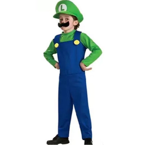 Barn Vuxen Super Mario Pojkar Flickor Kostym Fancy Dress Festantrekk-C_a Green Boys 9-10 år