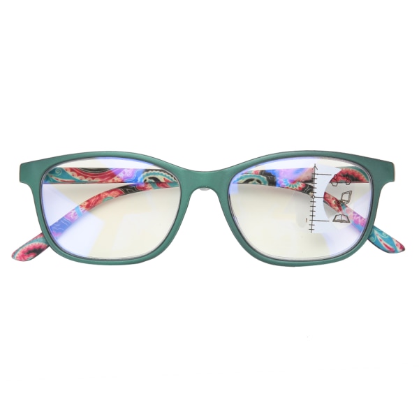 Visual Fatigue Relief Multifokala läsglasögon Anti Blue Rays Presbyopiska glasögon (+200 gröna)