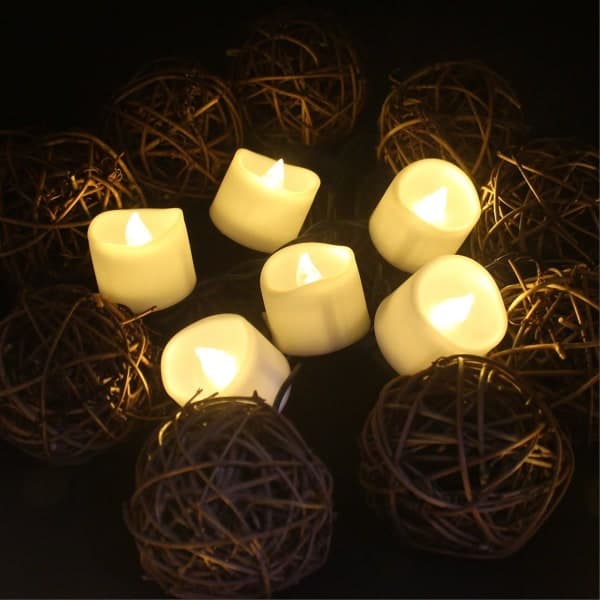 LED-telys med timer Flammefri lys med timer [Pakke med 12, varm hvid]