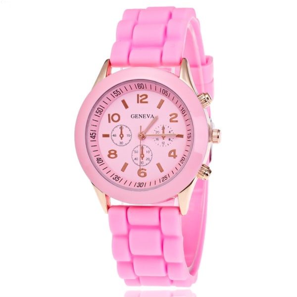 Unisex Dam Herr Pojkar Flickor Geneva Silikon Jelly Sport Quartz Klocka Ny Rosa