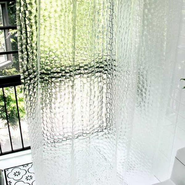 3D Semi-transparent EVA badeforhæng, vandtæt, skimmelafvisende, vaskbart, til badeværelsesbruser og badekar, 72 x 79 tommer Water Cube
